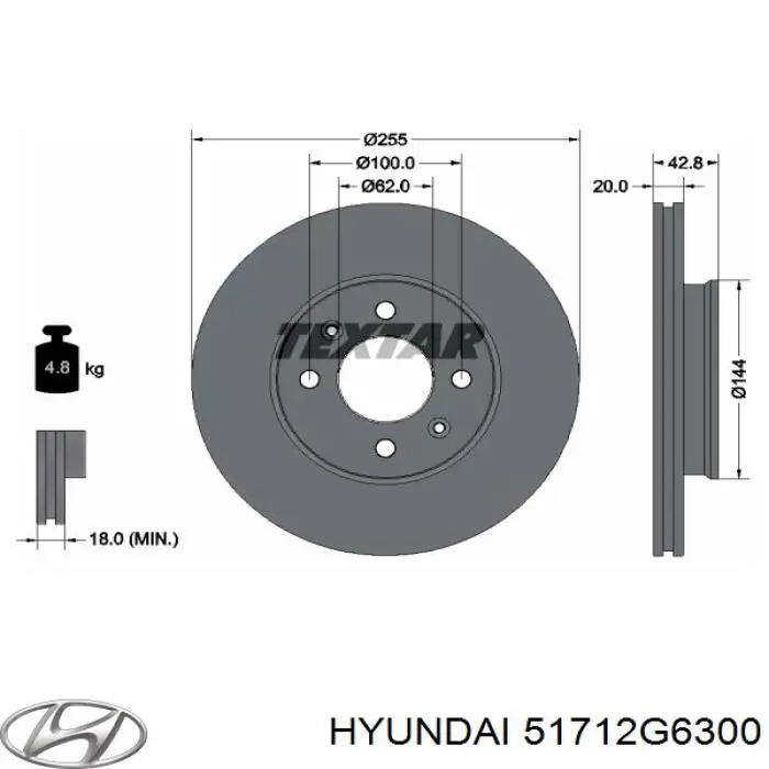 Купити 51712G6300 Hyundai/Kia Ротор гальмівний