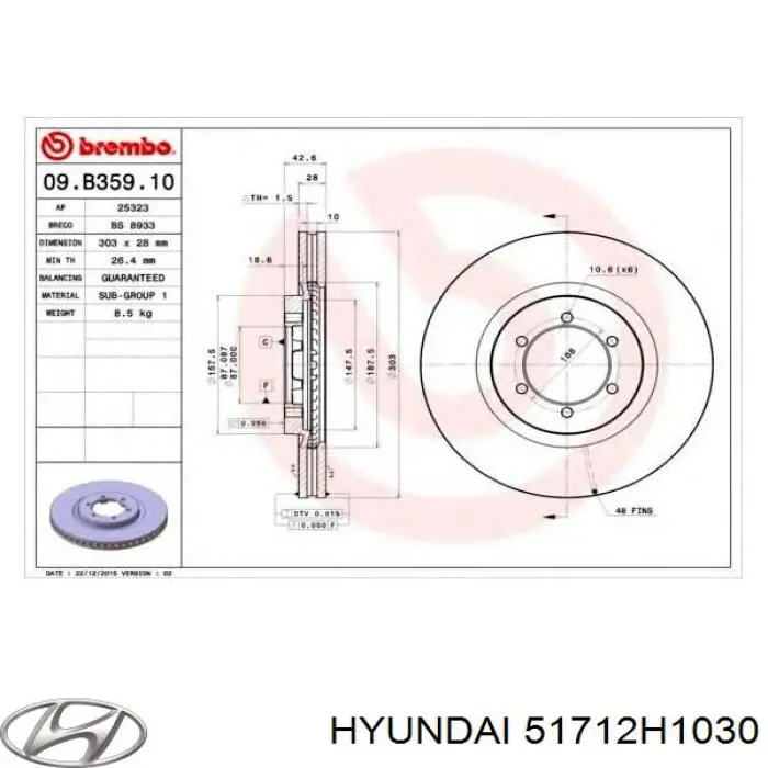 51712H1030 Hyundai/Kia диск гальмівний передній