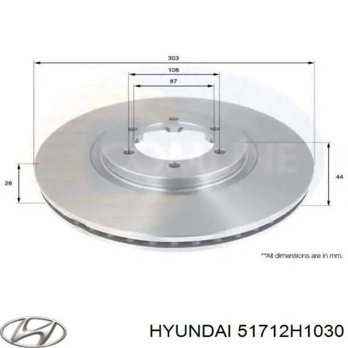 Диск переднього гальма Hyundai/Kia 51712H1030 ціна, від 61.64 USD