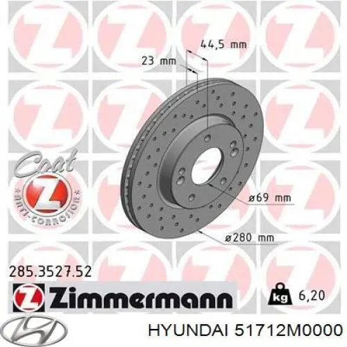 Купити 51712M0000 Hyundai/Kia Ротор гальмівний