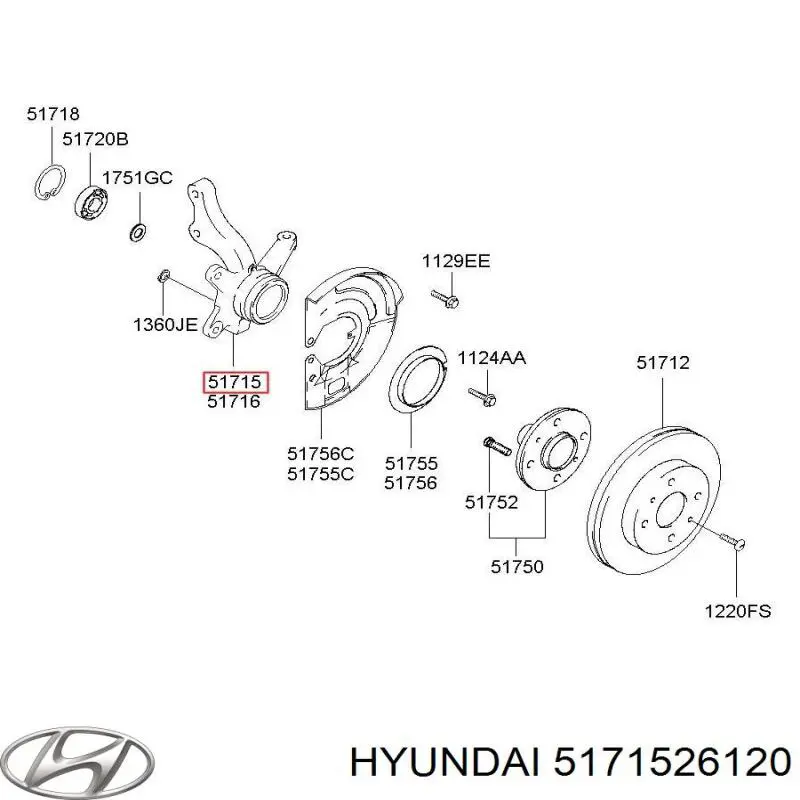 5171526120 Hyundai/Kia Цапфа поворотного кулака