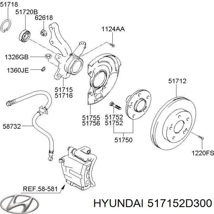 X2 кулак поворотный hyundai elantra xd 517152d010 на Hyundai Elantra XD