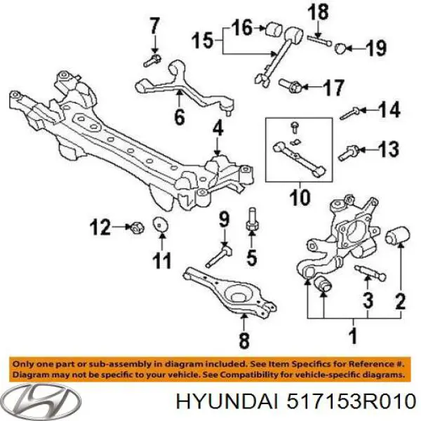 517153R010 Hyundai/Kia Цапфа поворотна ліва