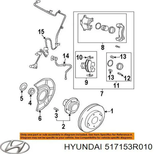 Цапфа - поворотний кулак передній, лівий 517153R010 Hyundai/Kia
