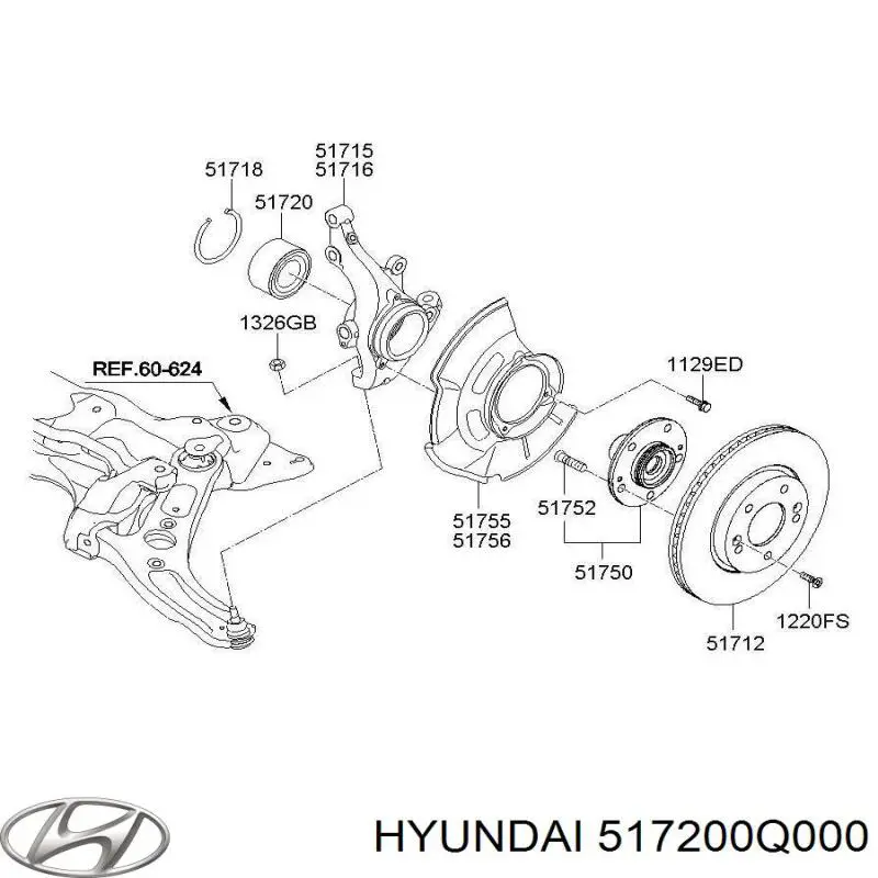 Купити 517200Q000 Hyundai/Kia Підшипник ступиці передньої