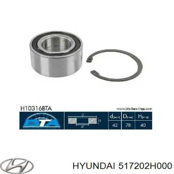 517202H000 Hyundai/Kia Підшипник маточини передньої