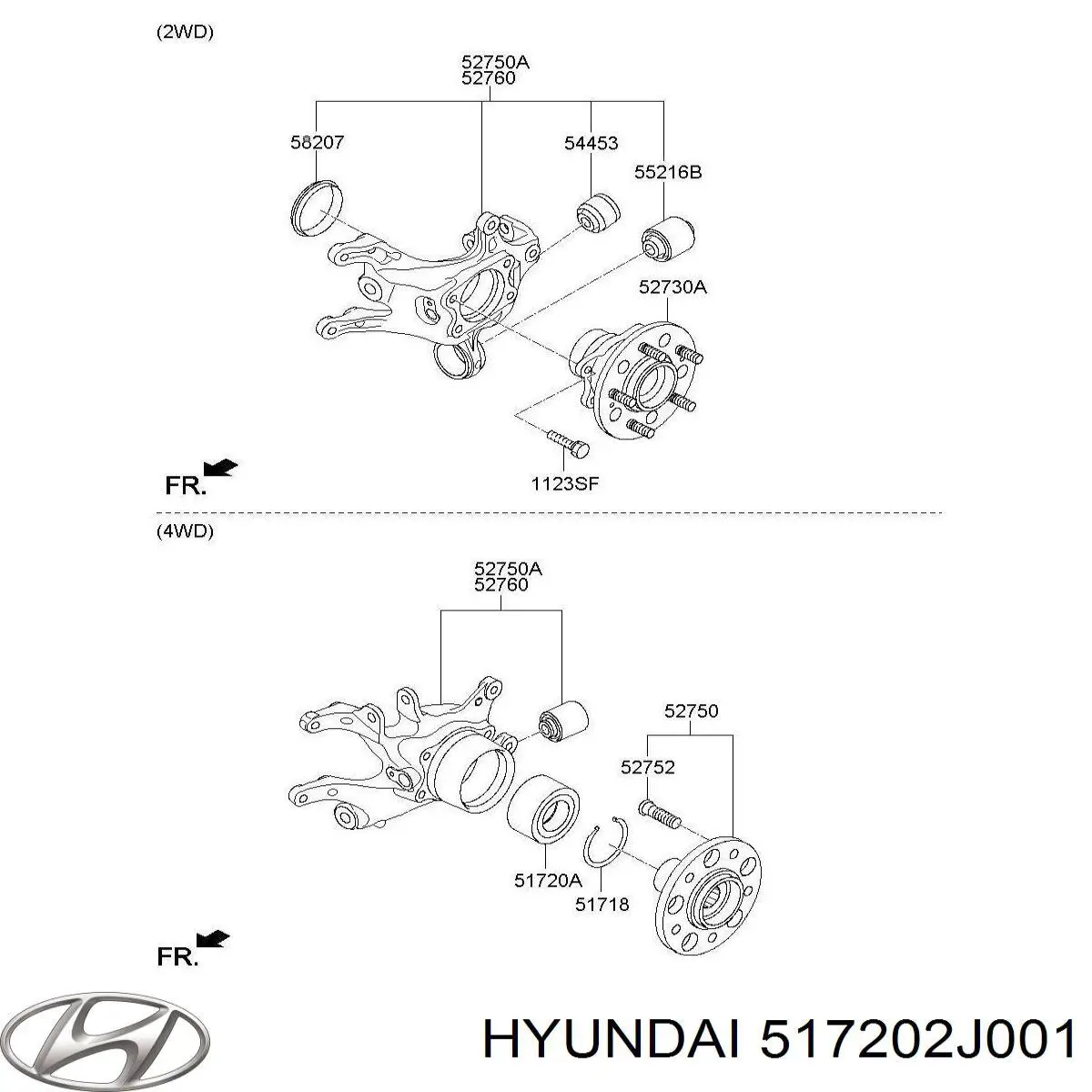 Комплект підшипник маточини передньої Hyundai/Kia 517202J001 ціна, від 41.57 USD