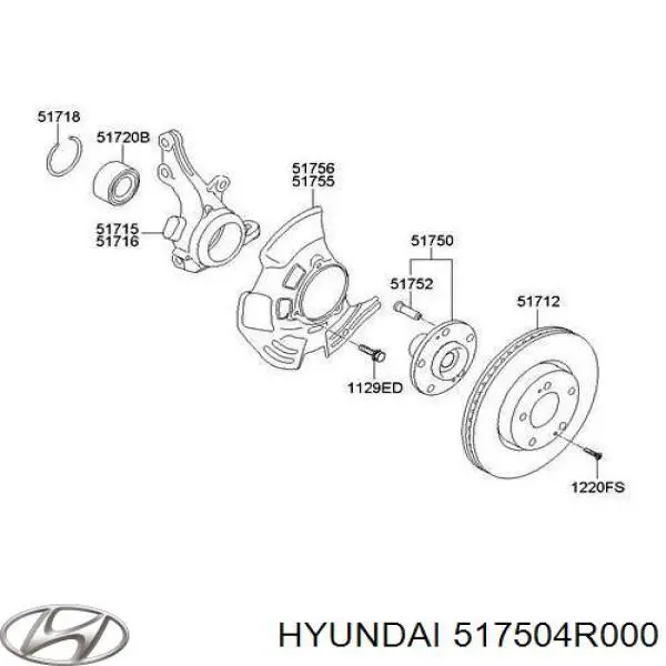 Маточина колеса передня Hyundai/Kia 517504R000 ціна, від 22.43 USD