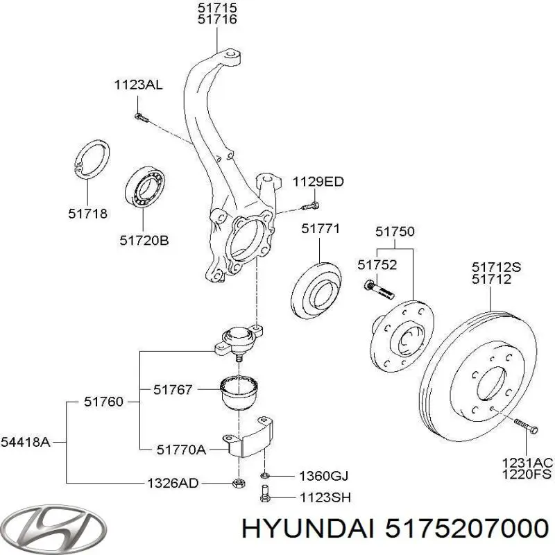 5175207000 Hyundai/Kia Болт маточини