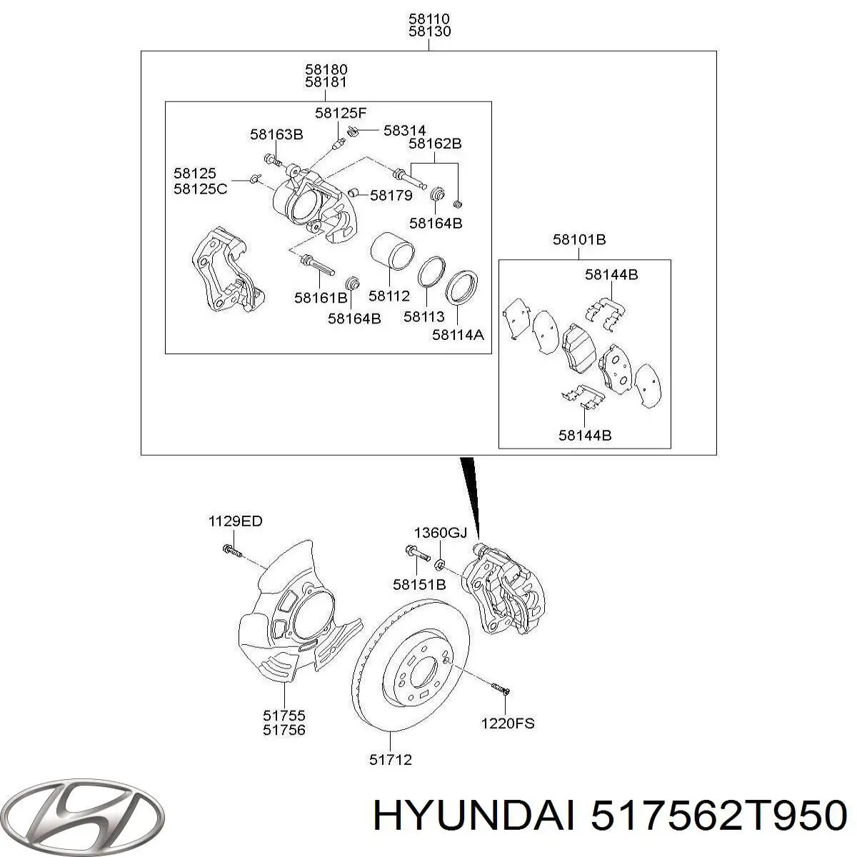 Захист гальмівного диска, переднього, правого Hyundai/Kia 517562T950 ціна, від 32.69 USD