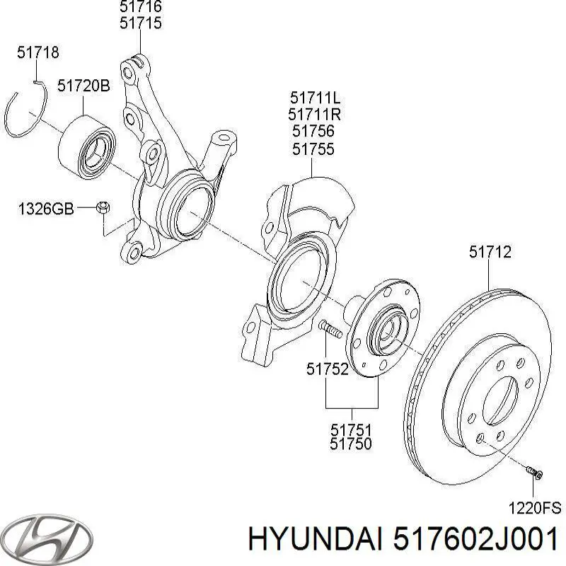 517602J001 Hyundai/Kia Кульові на авто