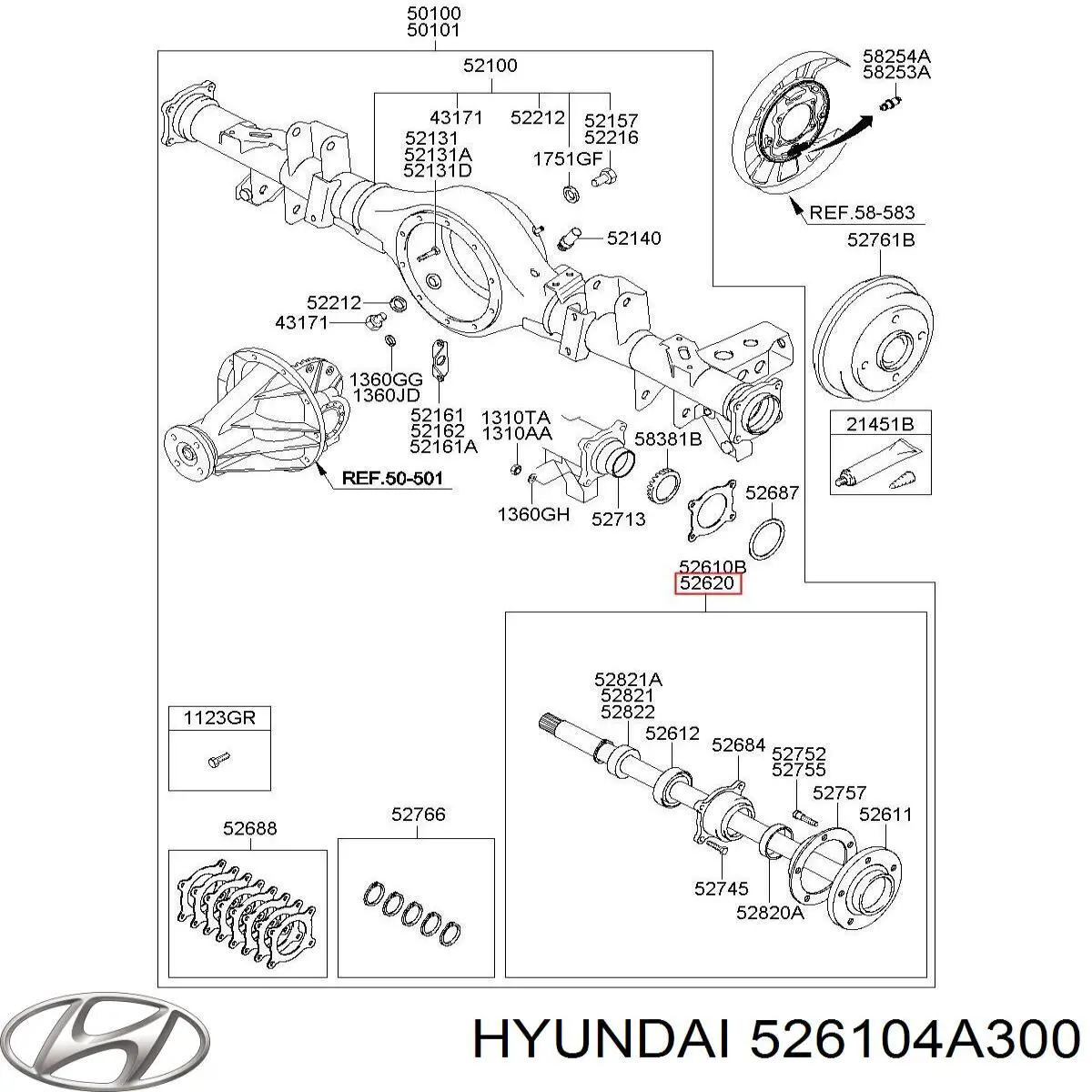 Піввісь задня, права Hyundai/Kia 526104A300 ціна, від 126.65 USD