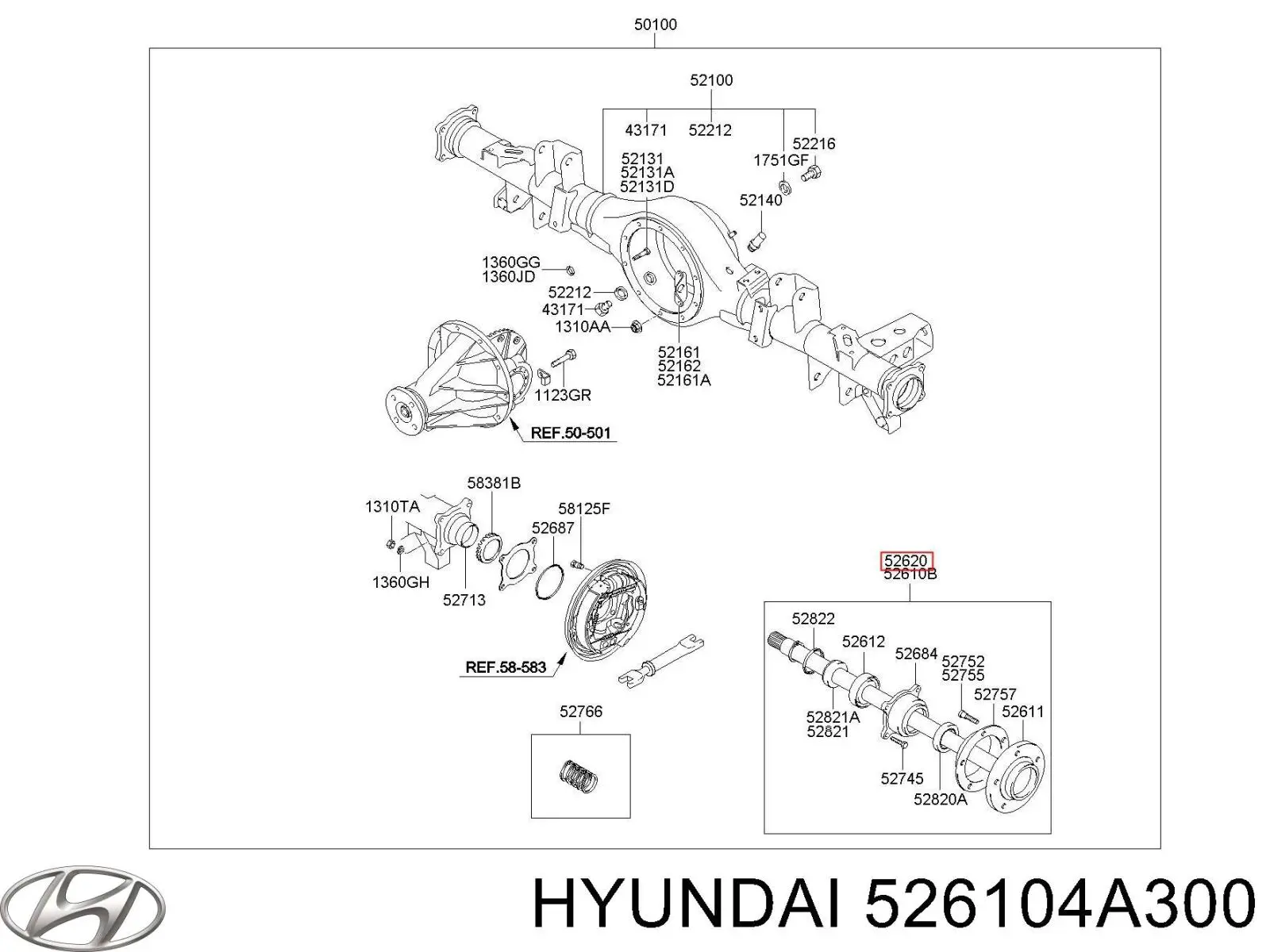526104A300 Hyundai/Kia Піввісь задня, права