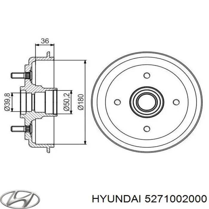 Барабан гальмівний задній 5271002000 Hyundai/Kia