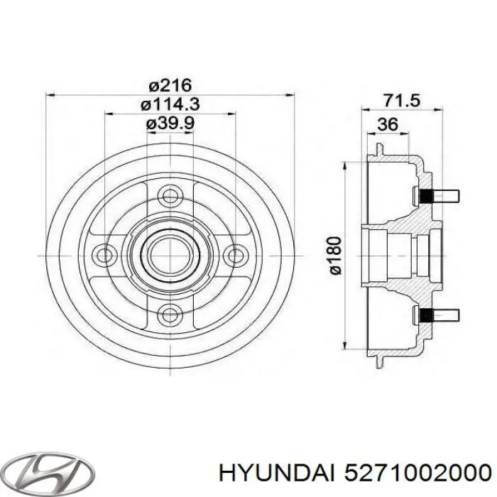 Купити 5271002000 Hyundai/Kia Барабан гальмівний задній