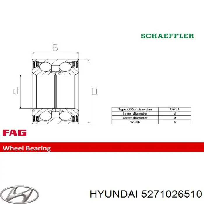 Підшипник маточини задньої Hyundai/Kia 5271026510 ціна, від 25.28 USD