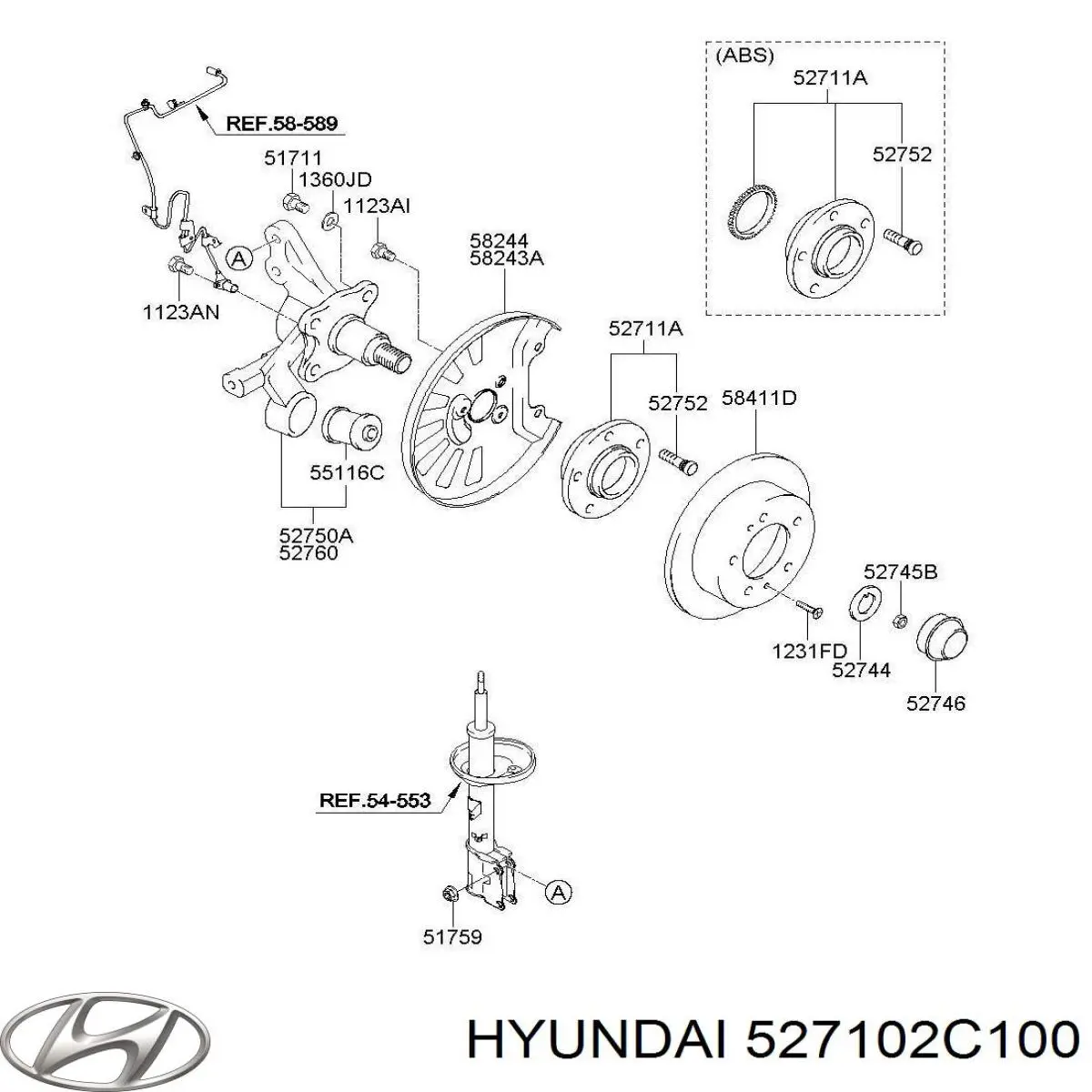Маточина заднього колеса Hyundai/Kia 527102C100