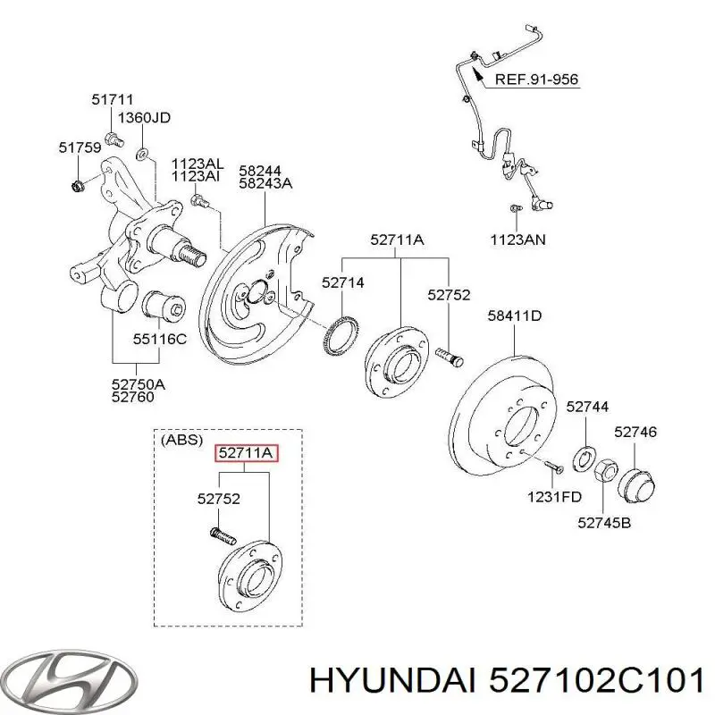 Купити 527102C101 Hyundai/Kia Підшипник ступиці колеса