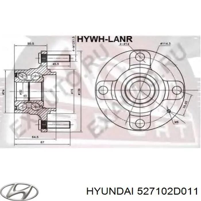 Маточини задніх коліс Hyundai/Kia 527102D011 ціна, від 31.08 USD