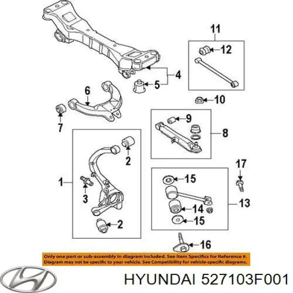 Кулак поворотний лівий Hyundai/Kia 527103F001 ціна, від 71.59 USD