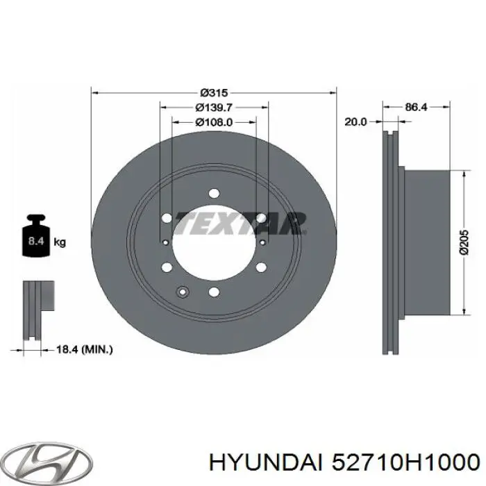 Гальмівні диски 52710H1000 Hyundai/Kia