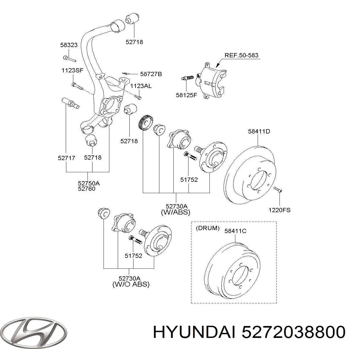 Цапфа - поворотний кулак задній, правий Hyundai/Kia 5272038800 ціна, від 27.90 USD