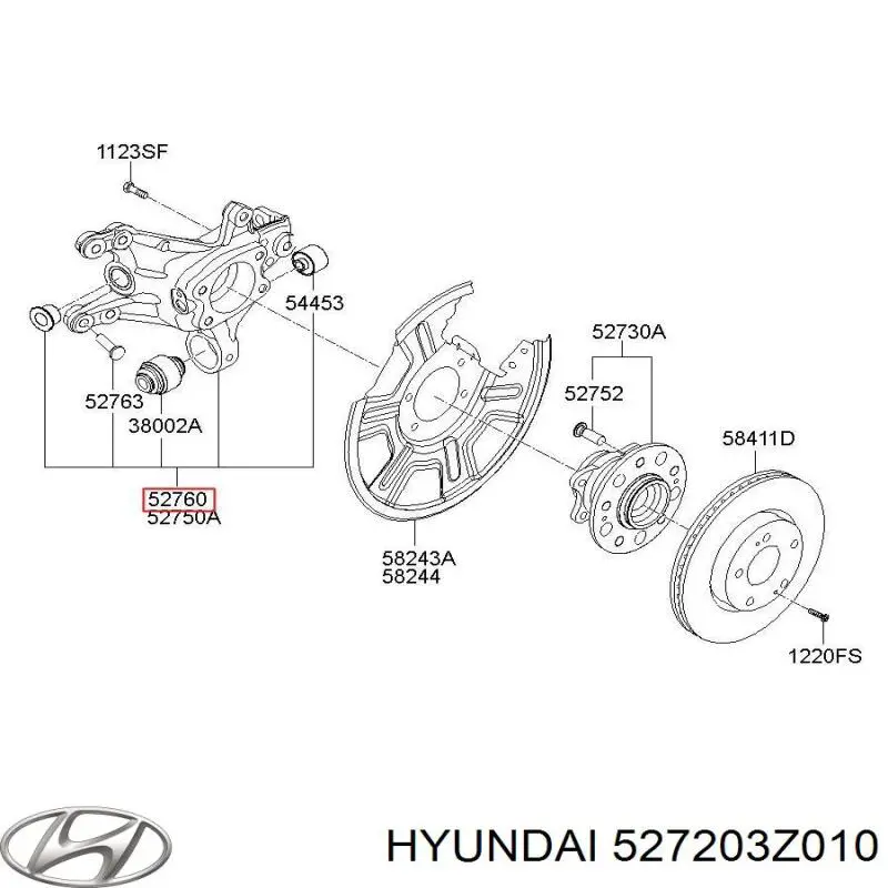 Цапфа - поворотний кулак задній, правий Hyundai/Kia 527203Z010 ціна, від 126.83 USD