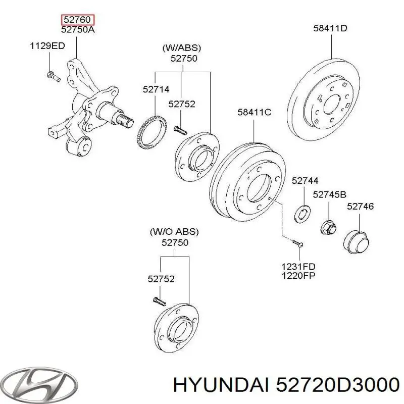 52720D3000 Hyundai/Kia Цапфа поворотна права