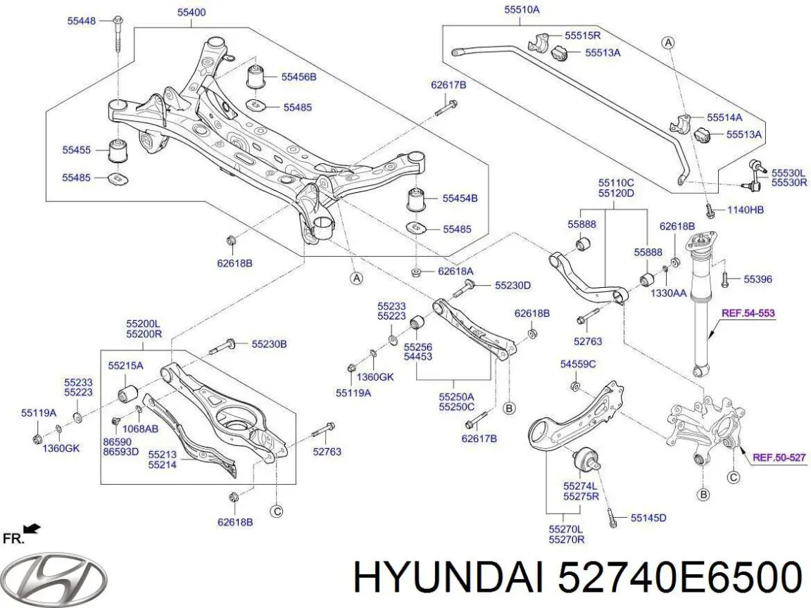 Купити 52740E6500 Hyundai/Kia Сайлентблок заднього поперечного важеля, внутрішній