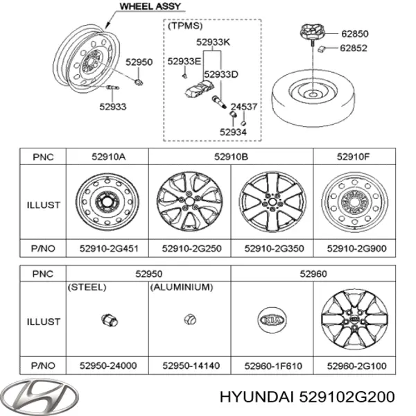 Диски колісні литі (легкосплавні, титанові) 529102G200 Hyundai/Kia