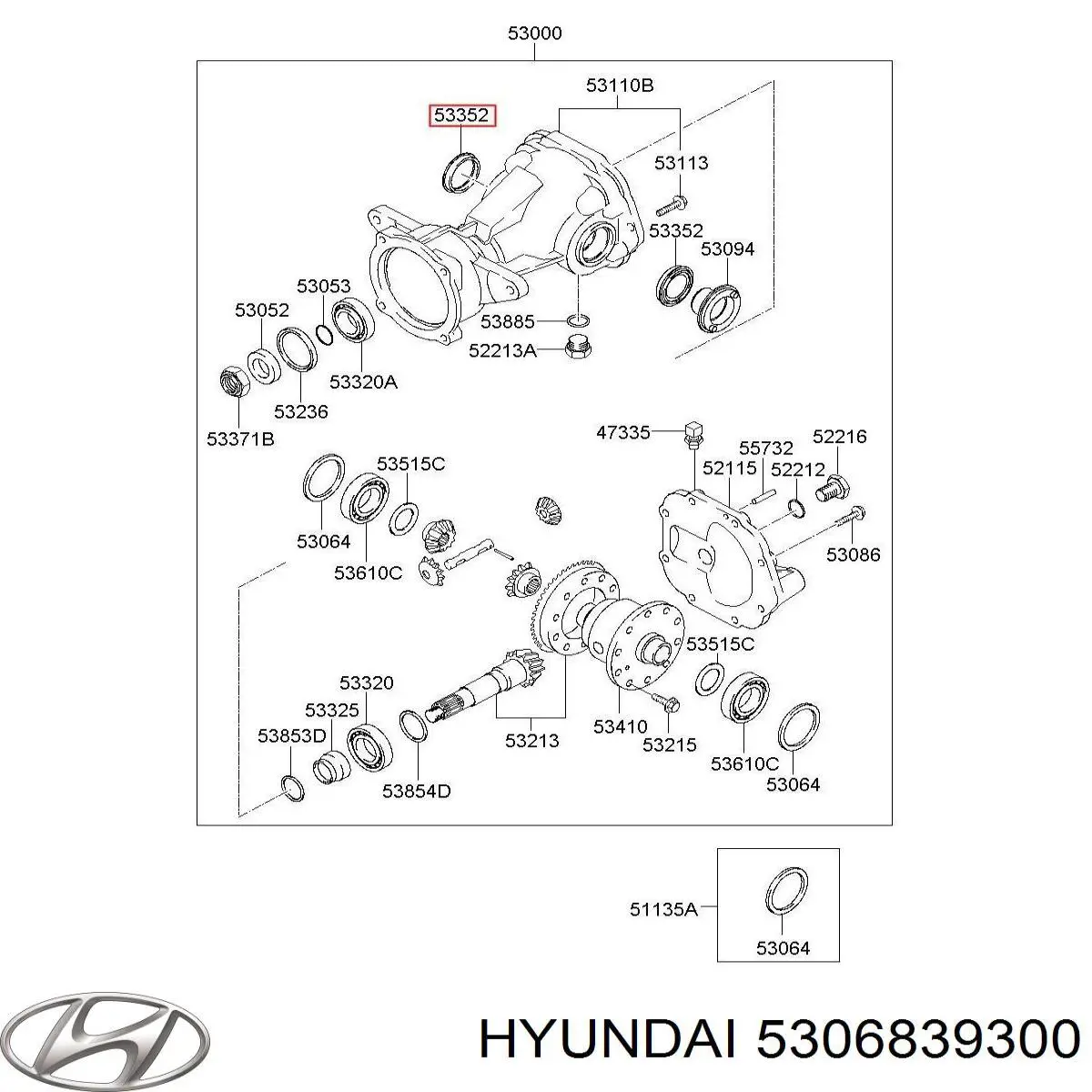 Сальник редуктора заднього моста Hyundai/Kia 5306839300