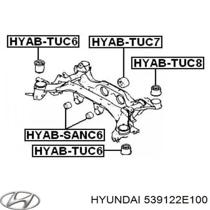 539122E100 Hyundai/Kia сайлентблок задньої балки/підрамника