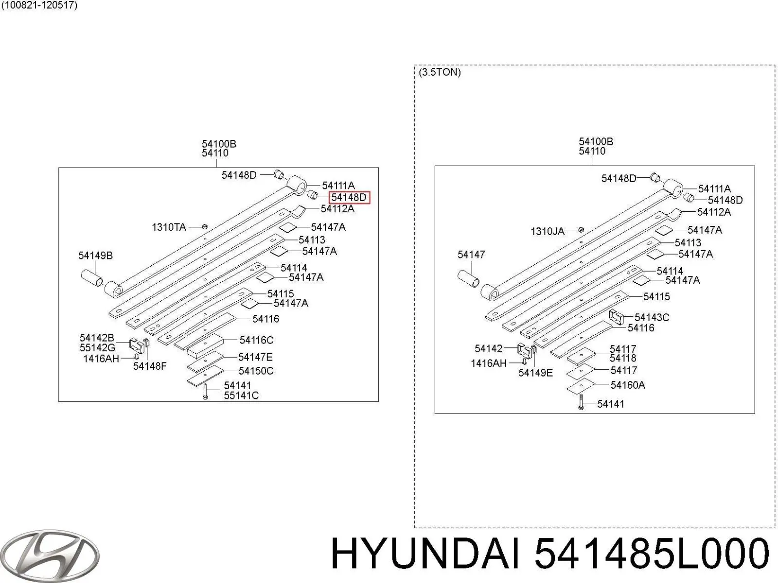 541485L000 Hyundai/Kia Сайлентблок задньої ресори, передній
