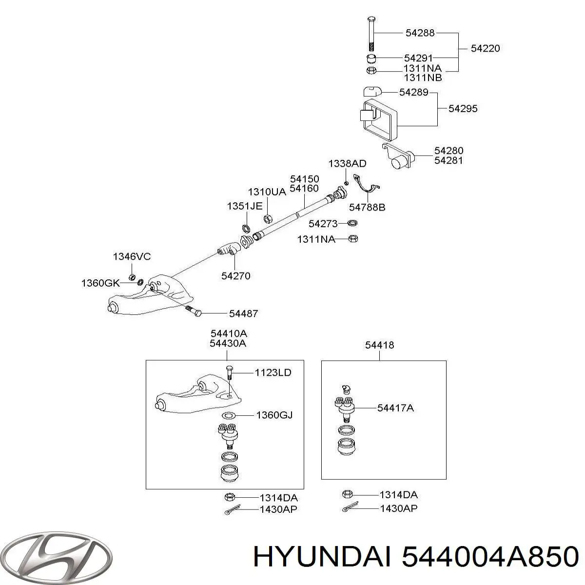 Важіль передньої підвіски верхній, лівий 544004A850 Hyundai/Kia