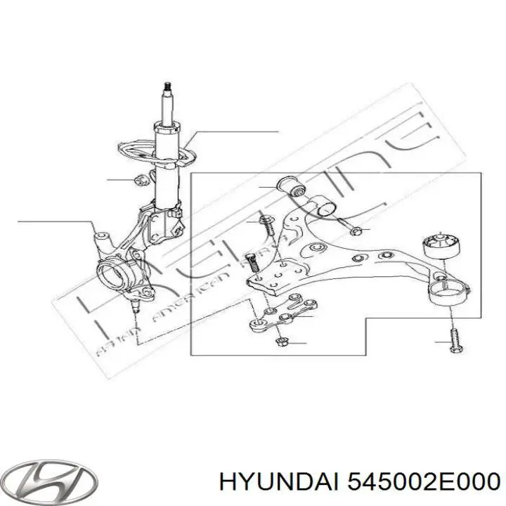 Важіль передньої підвіски нижній, лівий 545002E000 Hyundai/Kia