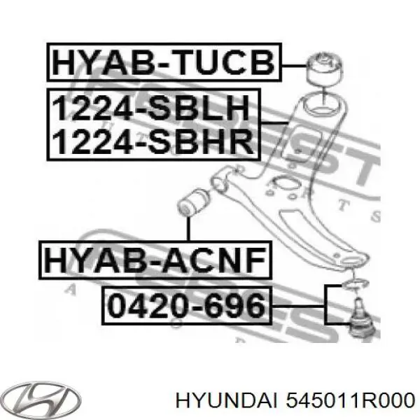 Правий важіль передній нижній підвіски Hyundai/Kia 545010U000