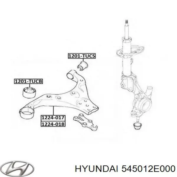 Важіль передньої підвіски нижній, правий Hyundai/Kia 545012E000 ціна, від 54.29 USD