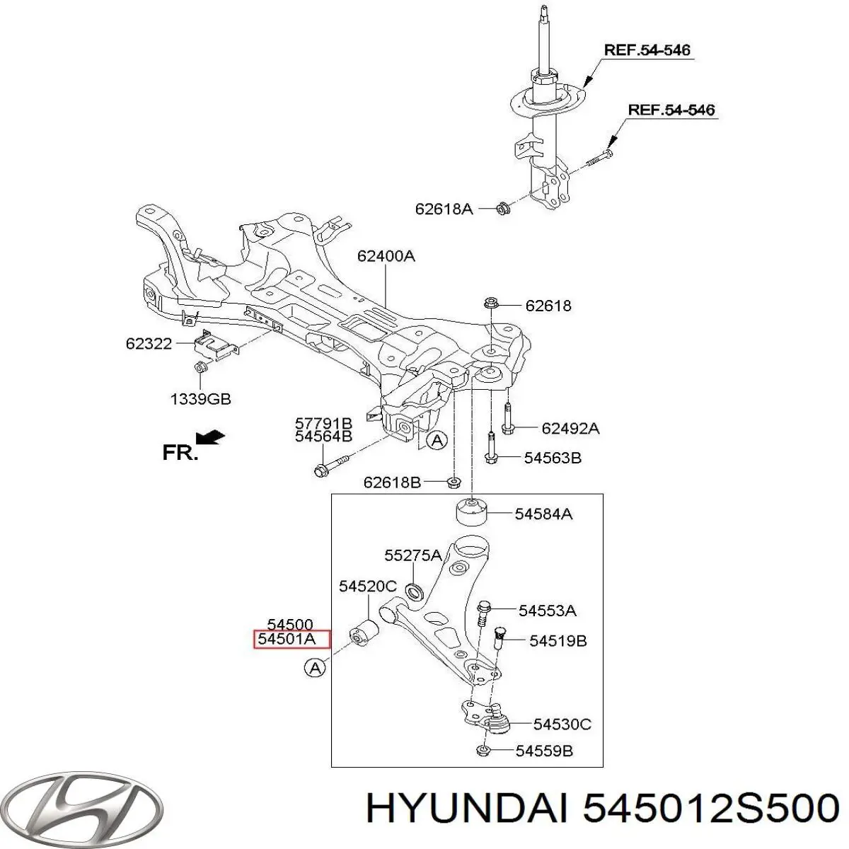 Важіль передньої підвіски нижній, правий Hyundai/Kia 545012S500 ціна, від 41.62 USD