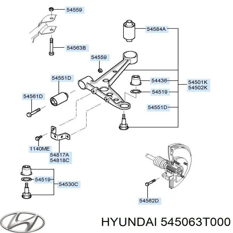 Важіль передньої підвіски нижній, правий Hyundai/Kia 545063T000 ціна, від 247.92 USD