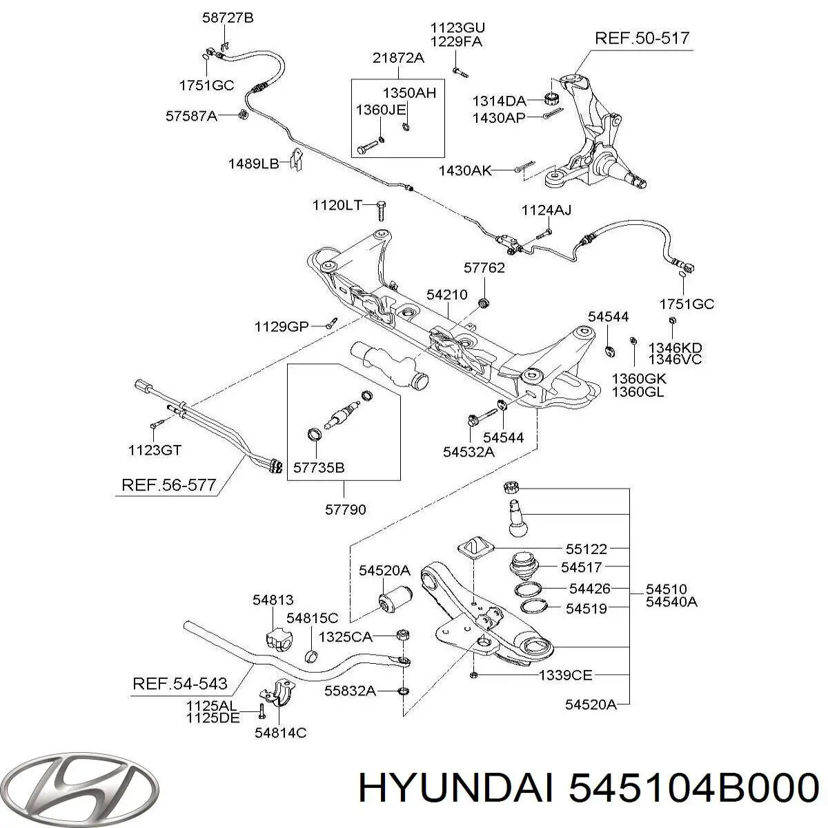 Купити 545104B000 Hyundai/Kia Лівий важіль передній нижній підвіски