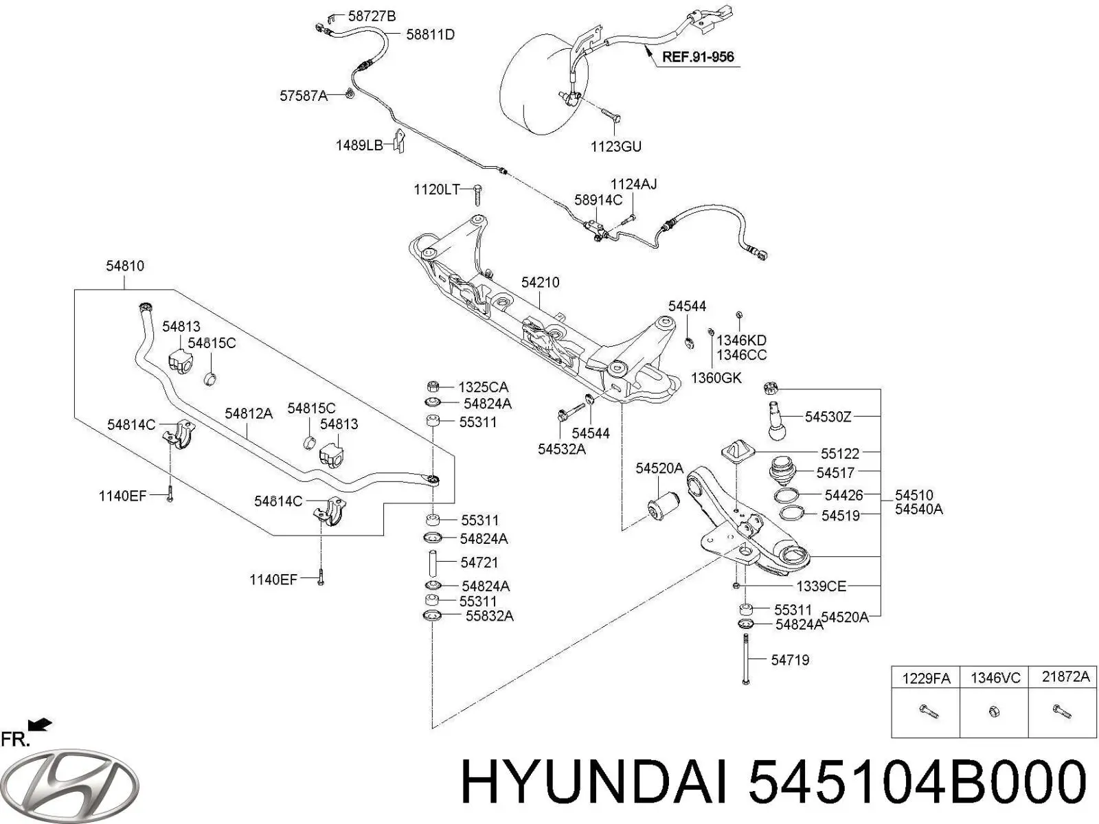 Важіль передньої підвіски нижній, лівий 545104B000 Hyundai/Kia