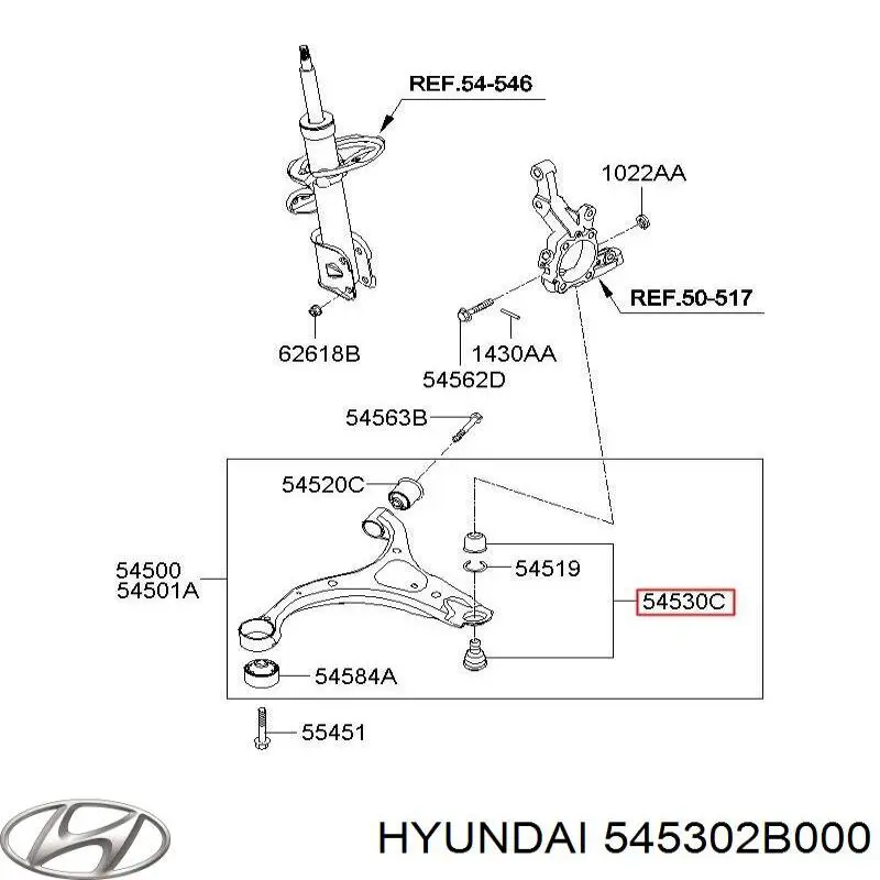 Купити 545302B000 Hyundai/Kia Кульова опора, нижня