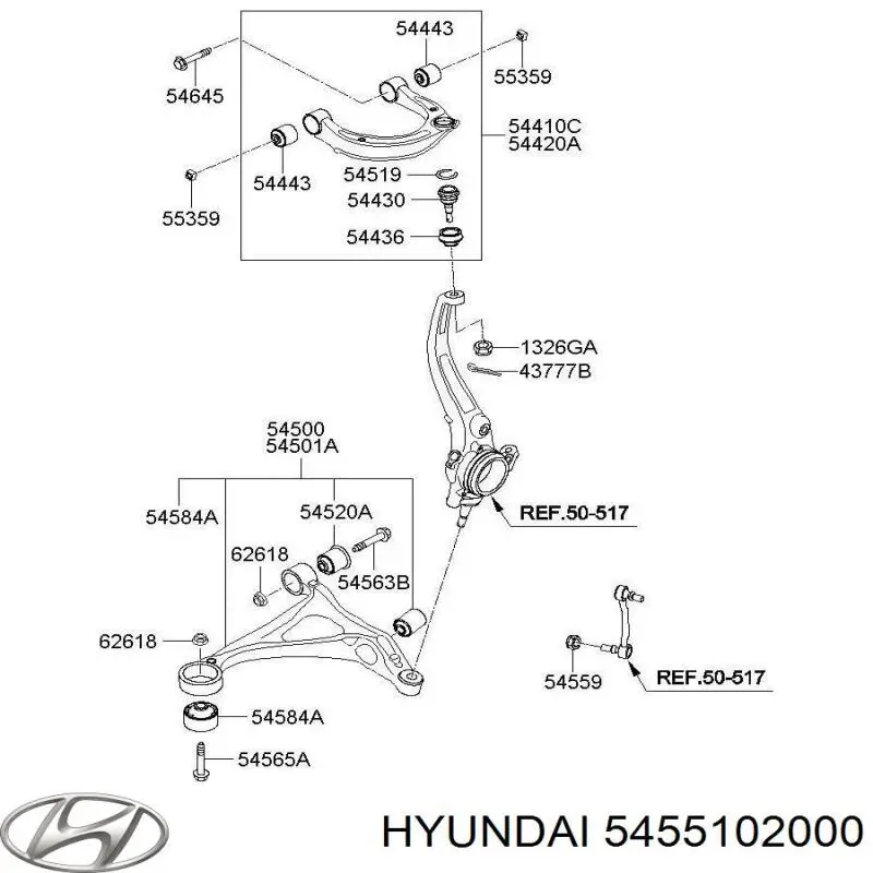 С/блок нижнього важеля Hyundai/Kia 5455102000