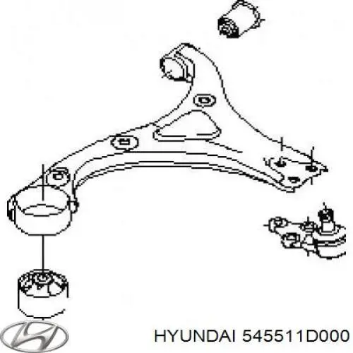 Сайлентблок нижнього важеля передньої підвіски Hyundai/Kia 545511D000 ціна, від 5.47 USD