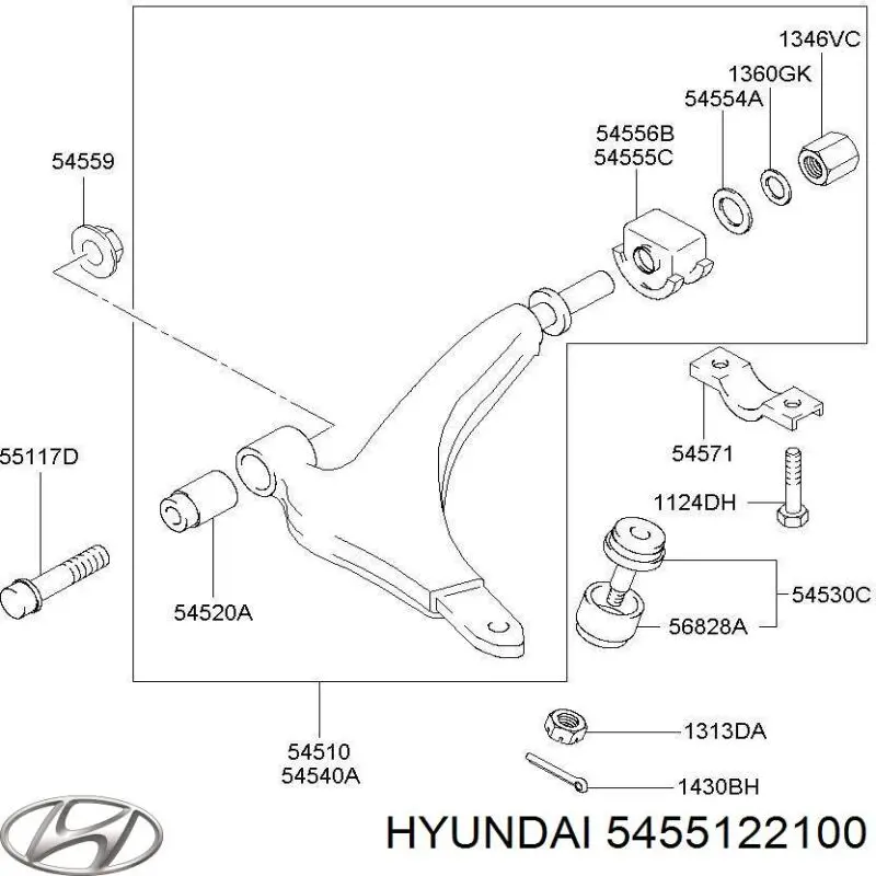 Купити 5455122100 Hyundai/Kia Сайлентблок передньої підвіски