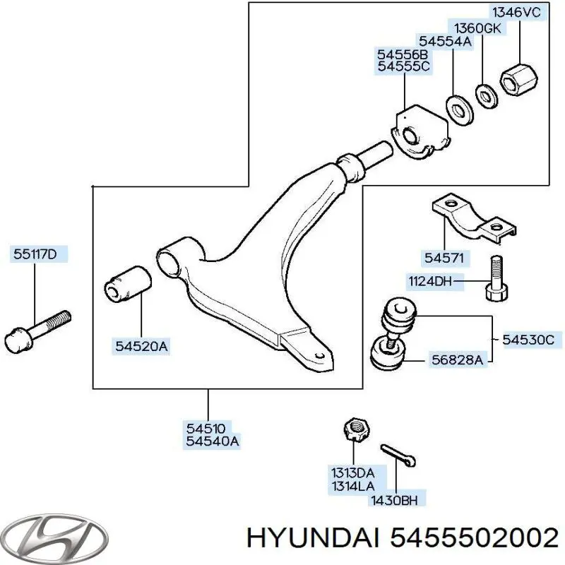 С/блок нижнього важеля Hyundai/Kia 5455502002
