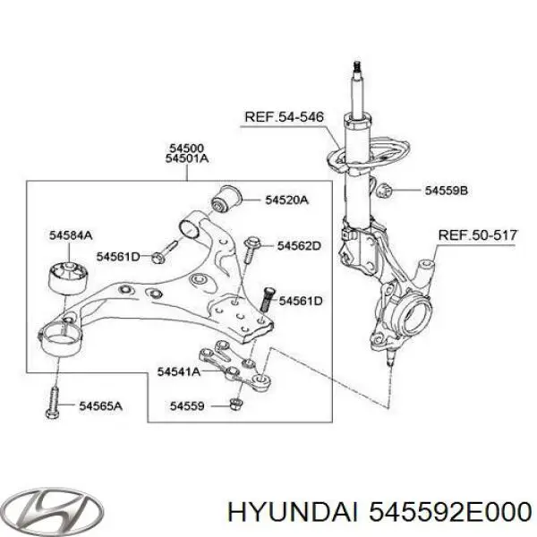 545592E000 Hyundai/Kia Гайка штока амортизатора переднього
