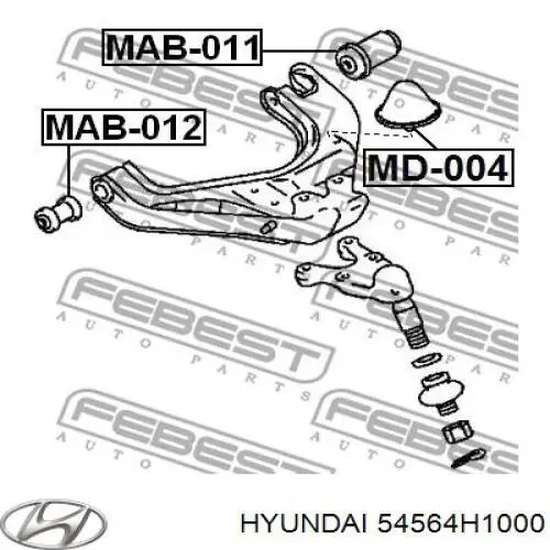 Сайлентблок нижнього важеля передньої підвіски Hyundai/Kia 54564H1000 ціна, від 9.69 USD