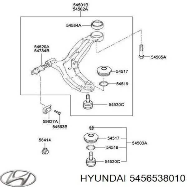 5456538010 Hyundai/Kia Болт переднього важеля, нижнього
