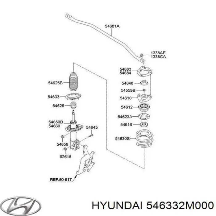 546332M000 Hyundai/Kia проставка (гумове кільце пружини передньої, нижня)